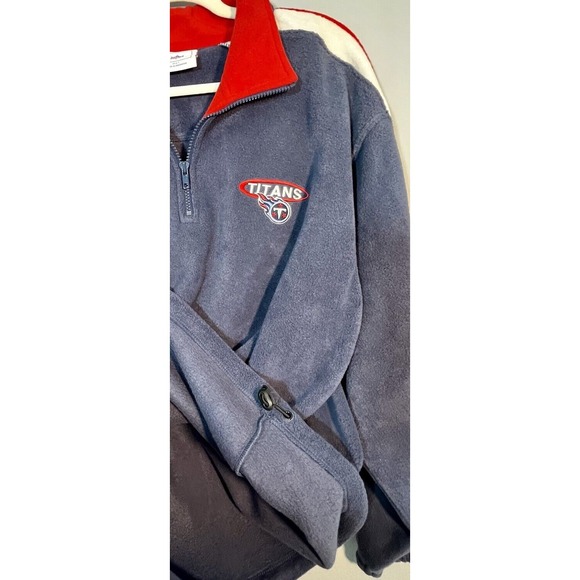 Y2K Tennessee Titans NFL Fleece 1/4 Zip Pullover Mens Large Blue Red Logo - Picture 8 of 14